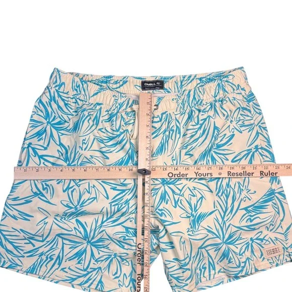O'Neill Swim Trunks Mens L Blue Floral Elastic Waist Board Shorts Beach Surf - Picture 4 of 7